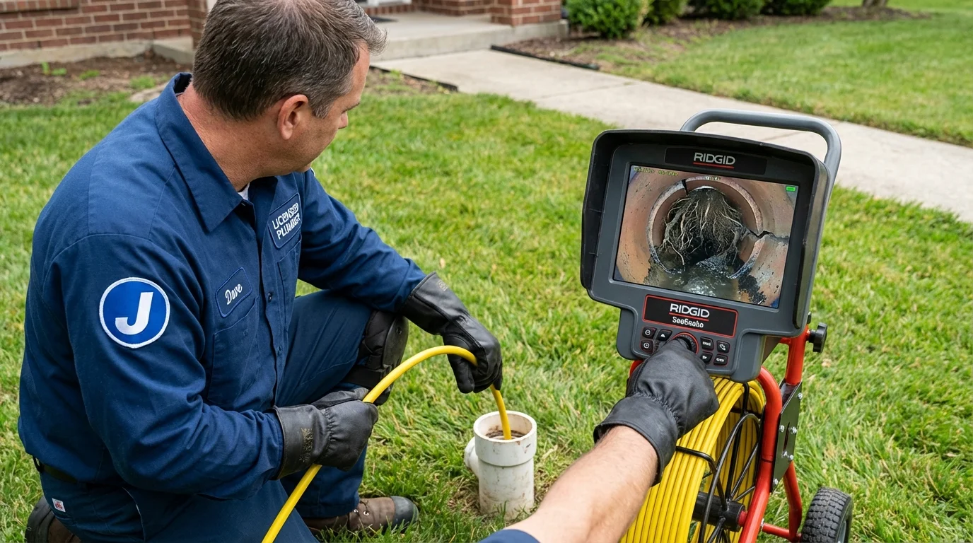 Sewer camera inspection being performed by Johns Plumbing LLC in Federalsburg