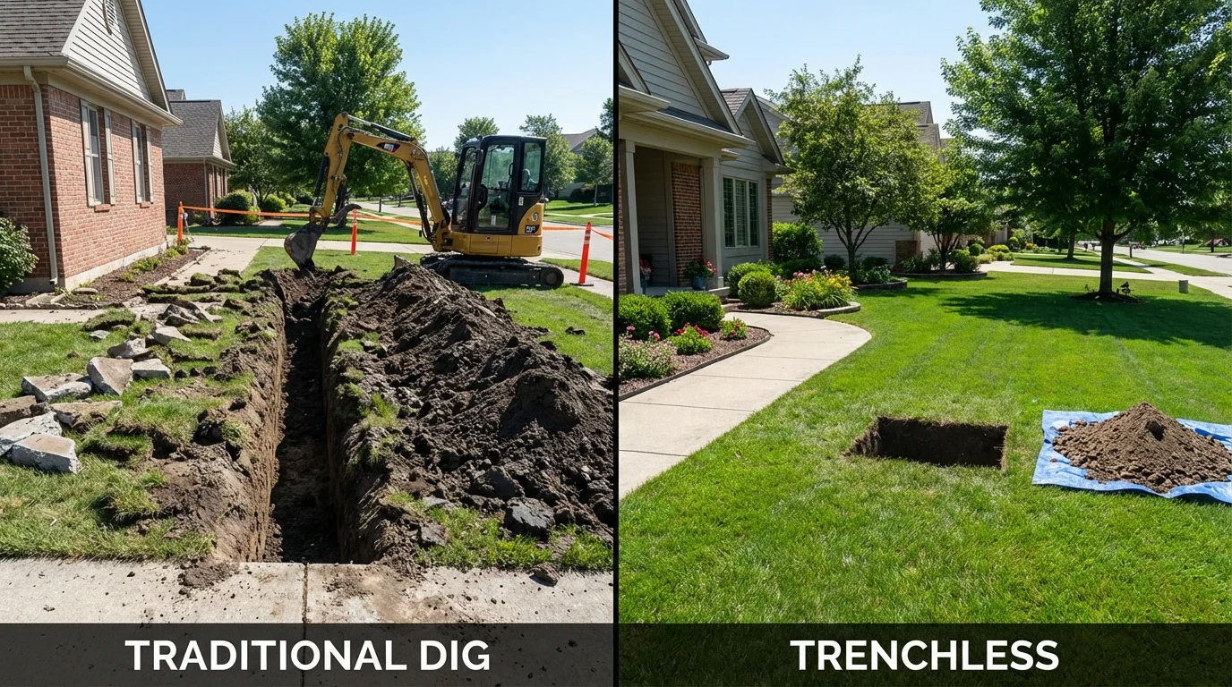 Trenchless sewer repair with minimal yard damage versus traditional excavation in Federalsburg, MD